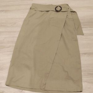 NWT Cotton Khaki Camel Linen Maxi midi skirt